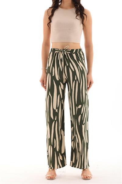 Kadın beli lastikli rahat kesim palazzo pantolon - Charamela