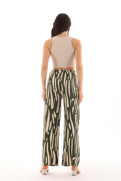 Kadın beli lastikli rahat kesim palazzo pantolon - Charamela