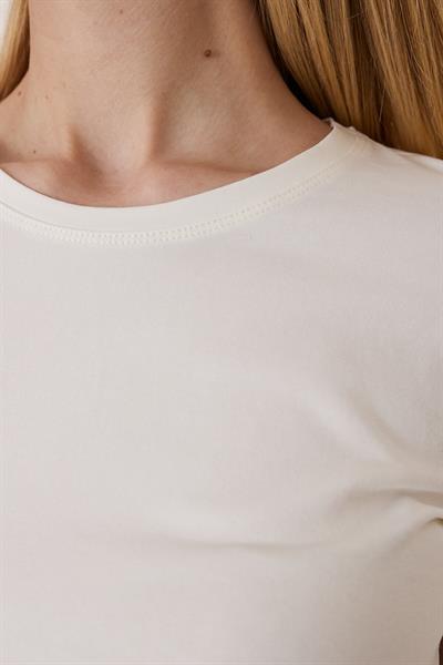 Basic beyaz crop t-shirt - Charamela
