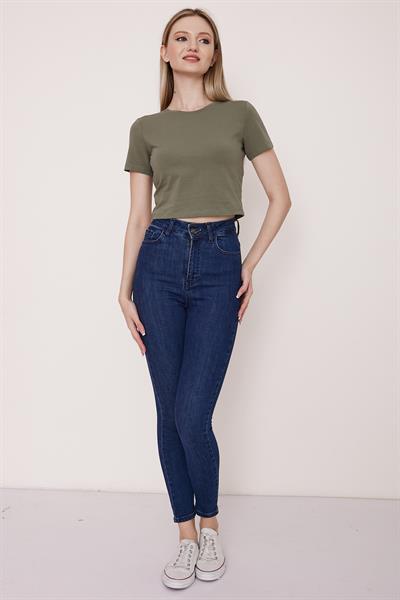Basic haki crop t-shirt - Charamela
