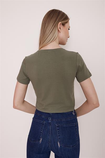 Basic haki crop t-shirt - Charamela