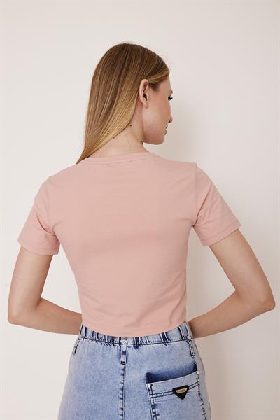 Basic pembe crop t-shirt - Charamela