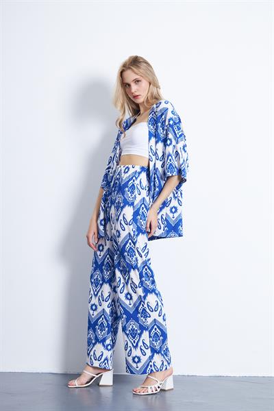 Baskılı örme kimonolu 2li takım set - Charamela