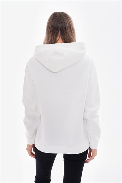 Beyaz üç i̇plik şardonlu brooklyn baskılı sweatshirt - Charamela