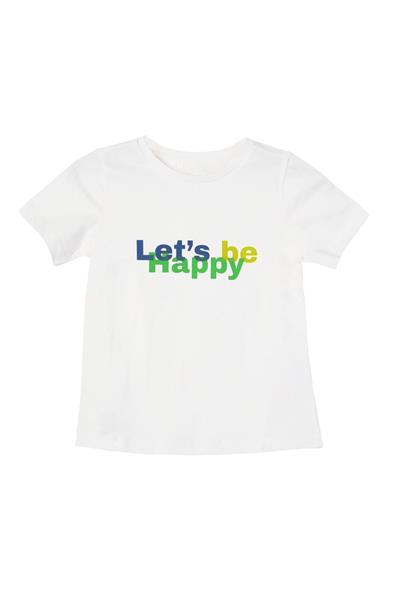 Bisiklet yaka kız çocuk baskılı t-shirt - Charamela