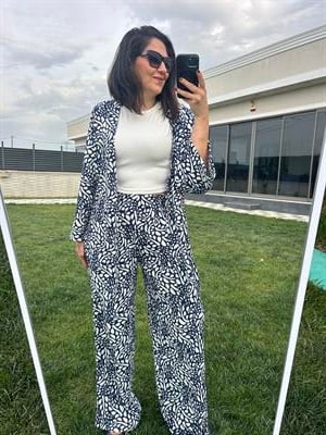 Büyük Beden Bürümcük Kumaş Kimono İkili Takım-bgt44
