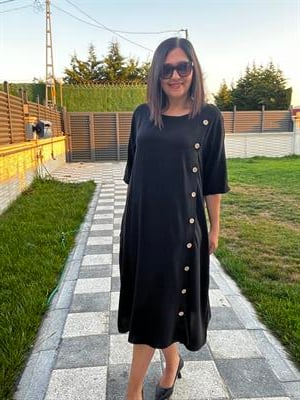 Büyük beden diz altı dokuma  elbise -bge126