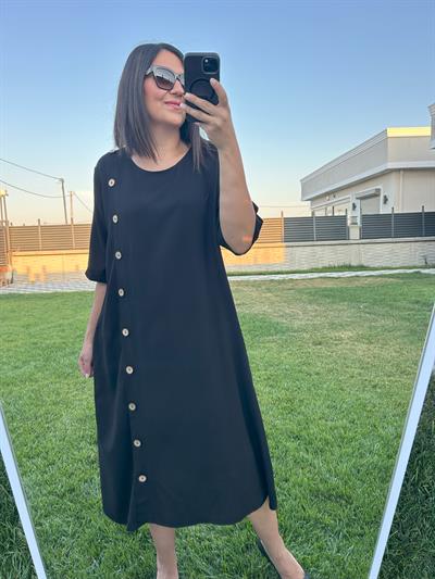Büyük beden diz altı dokuma  elbise -bge126