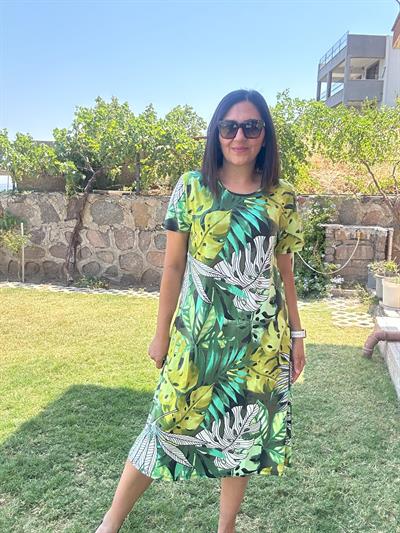 Büyük beden diz altı örme elbise -bge119