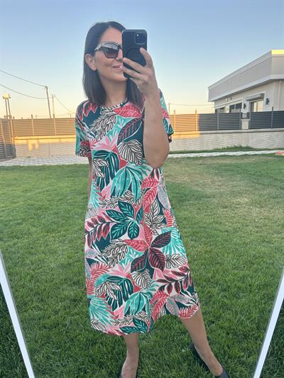 Büyük beden diz altı örme elbise -bge128