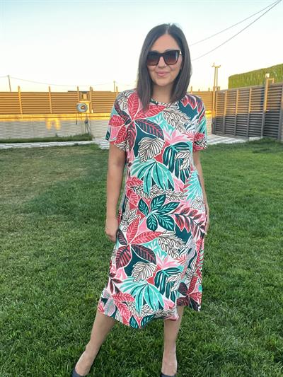 Büyük beden diz altı örme elbise -bge128