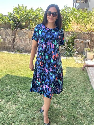 Büyük beden diz altı örme elbise -bge120