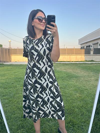 Büyük beden diz altı örme elbise -bge130