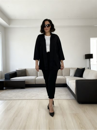 Büyük Beden Dokuma Viskon Kumaş Ceket -BGC09