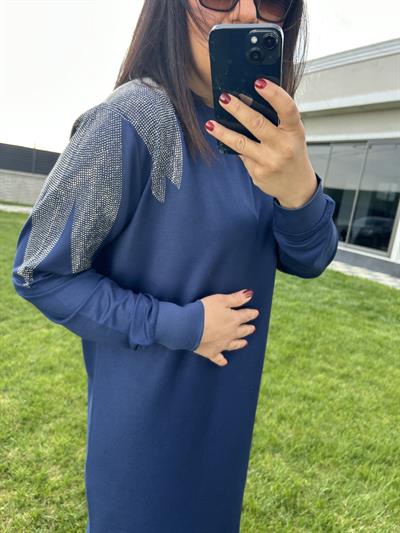 Büyük beden kolları taş detaylı i̇kili takım - Charamela