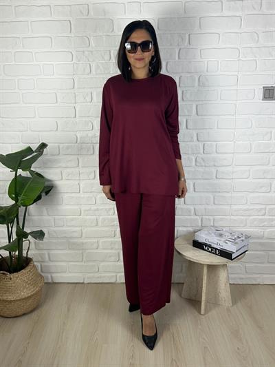 Büyük Beden Lıkralı Esnek Rahat Kalıp Bluz-Pantolon İkili Takım-bgt52