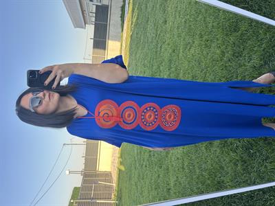 Büyük beden nakış detaylı örme  elbise -bge113 - Charamela