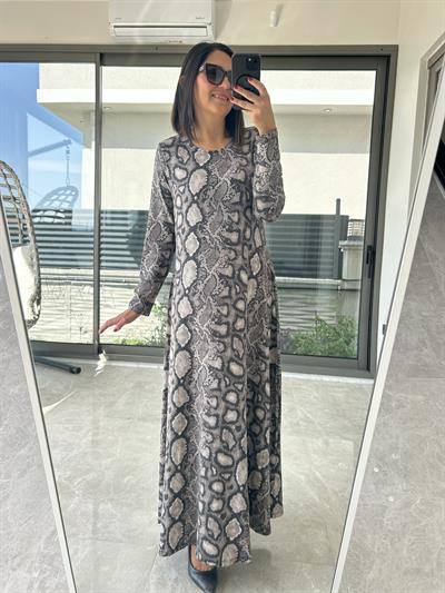 Büyük Beden Uzun Lıkralı Vıskon Penye Elbise-BGE136