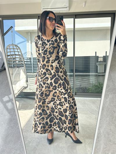 Büyük Beden Uzun Lıkralı Vıskon Penye Elbise-BGE133