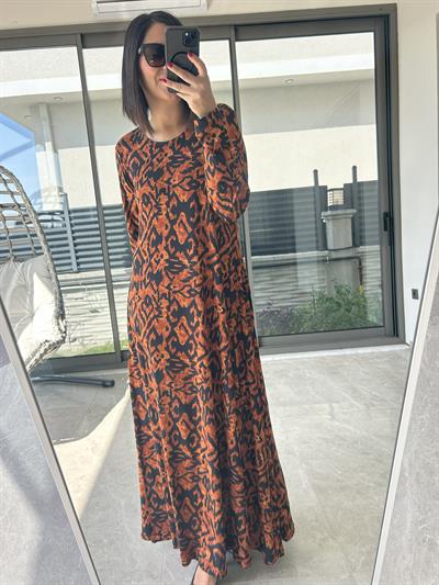 Büyük Beden Uzun Lıkralı Vıskon Penye Elbise-BGE135