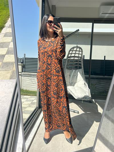 Büyük Beden Uzun Lıkralı Vıskon Penye Elbise-BGE135