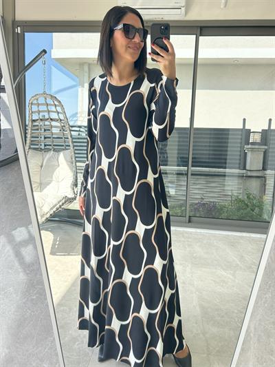 Büyük Beden Uzun Lıkralı Vıskon Penye Elbise-BGE132