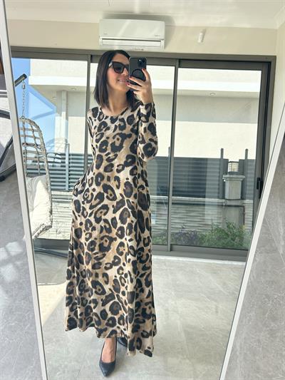 Büyük Beden Uzun Lıkralı Vıskon Penye Elbise-BGE133