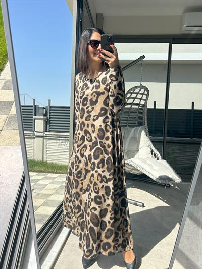 Büyük Beden Uzun Lıkralı Vıskon Penye Elbise-BGE133