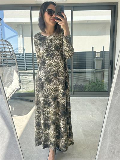 Büyük Beden Uzun Lıkralı Vıskon Penye Elbise-BGE134