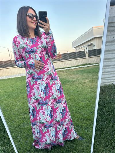 Büyük Beden Uzun Lıkralı Vıskon Penye Elbise-BGE121