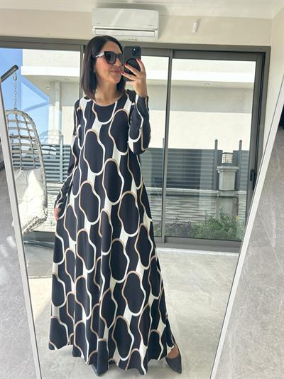 Büyük Beden Uzun Lıkralı Vıskon Penye Elbise-BGE132