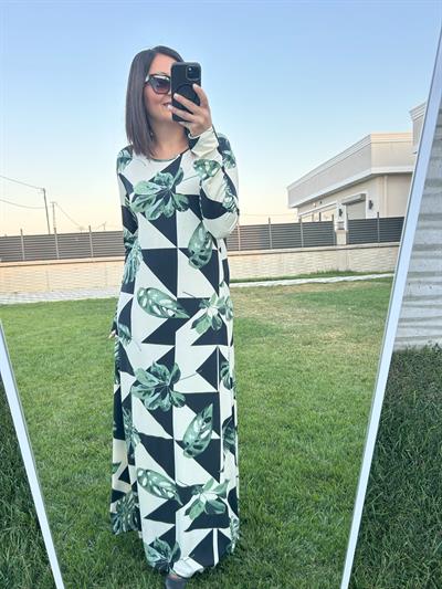 Büyük Beden Uzun Lıkralı Vıskon Penye Elbise-BGE122