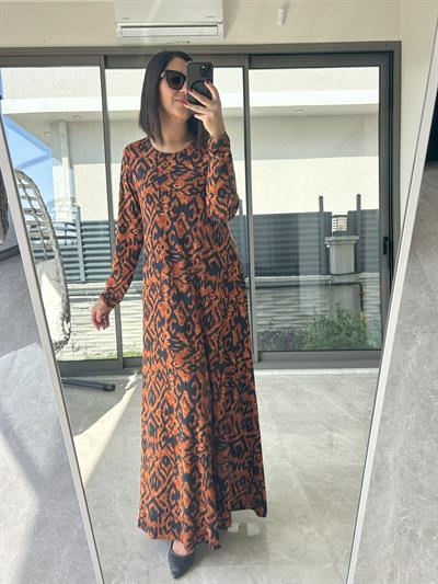 Büyük Beden Uzun Lıkralı Vıskon Penye Elbise-BGE135