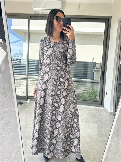 Büyük Beden Uzun Lıkralı Vıskon Penye Elbise-BGE136