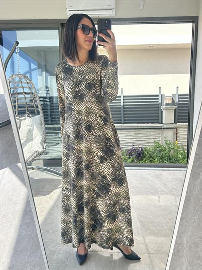 Büyük Beden Uzun Lıkralı Vıskon Penye Elbise-BGE134