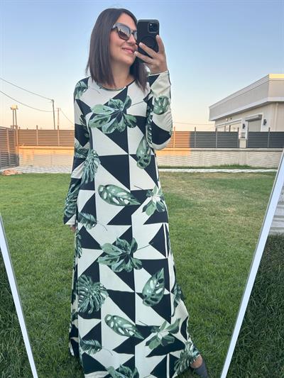 Büyük Beden Uzun Lıkralı Vıskon Penye Elbise-BGE122