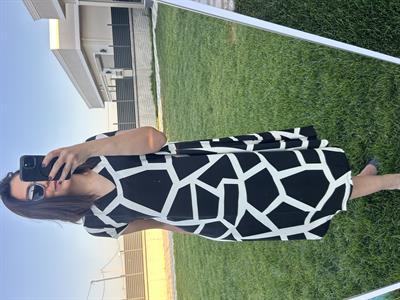 Büyük beden v yaka örme elbise -bge111 - Charamela