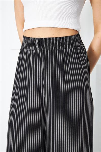 Çizgili beli lastikli palazzo pantolon - Charamela