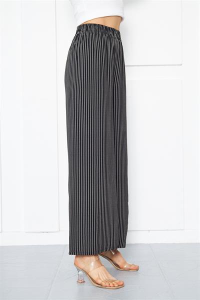 Çizgili beli lastikli palazzo pantolon - Charamela
