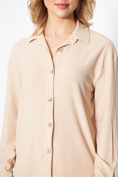 Crinkle örme bej 2li takım set - Charamela