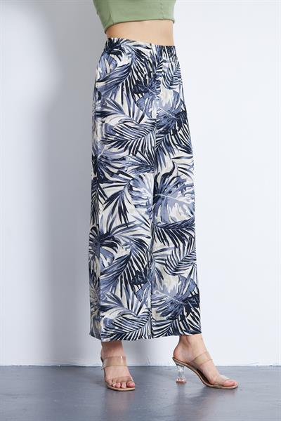 Desenli beli lastikli palazzo pantolon - Charamela