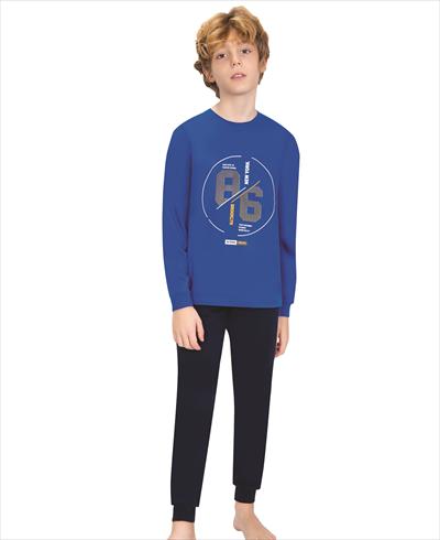 Erkek çocuk mavi̇ uzun kollu pi̇jama takim -cup11 - Charamela