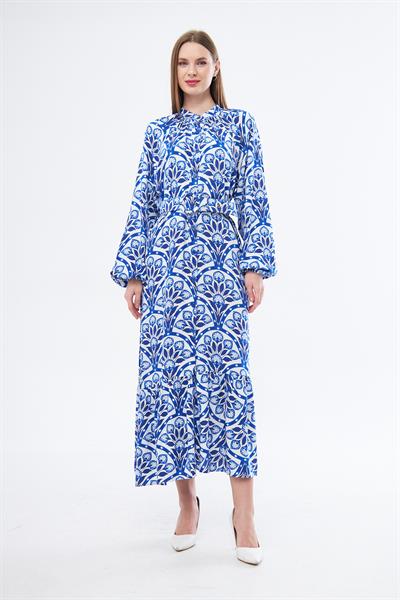 Haki̇m yaka uzun kollu, kemerli elbi̇se - Charamela