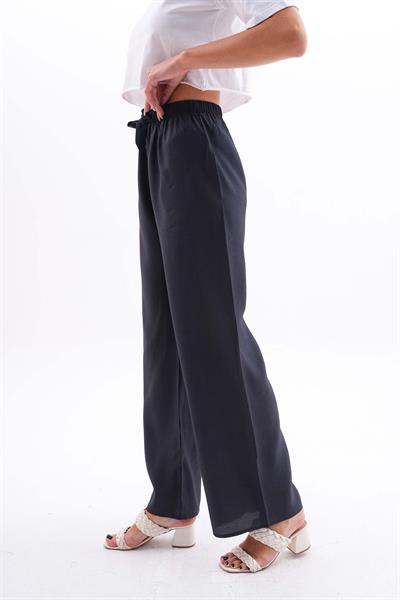 Kadın aerobin kumaş beli lastikli palazzo pantolon - Charamela