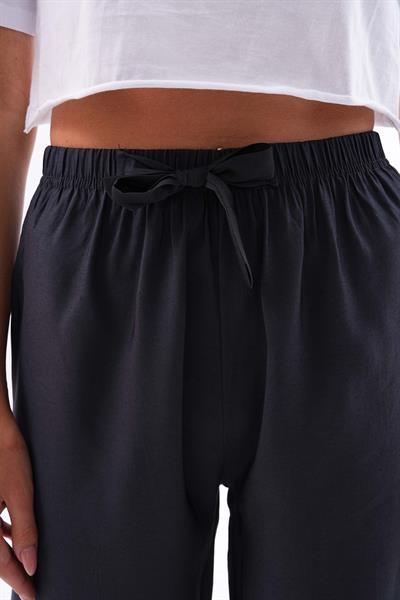 Kadın aerobin kumaş beli lastikli palazzo pantolon - Charamela