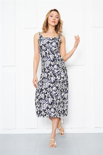 Kadın askılı kare yaka elbise - Charamela