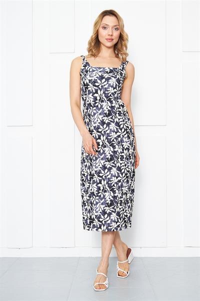 Kadın askılı kare yaka elbise - Charamela