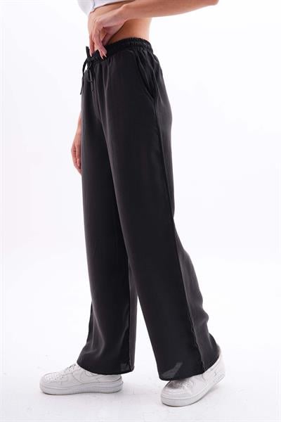 Kadın beli lastikli diagonal kumaş palazzo pantolon - Charamela