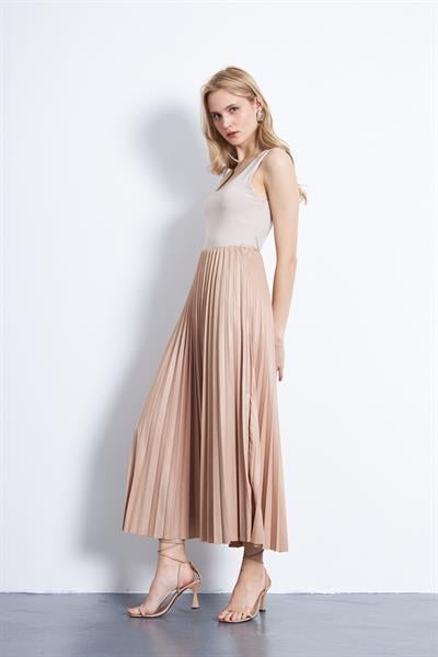 Kadın beli lastikli piliseli etek - Charamela