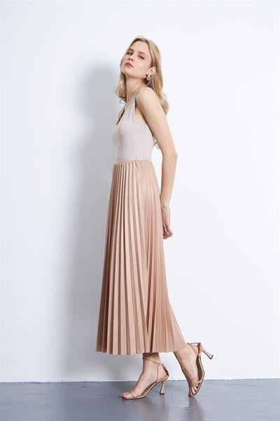 Kadın beli lastikli piliseli etek - Charamela